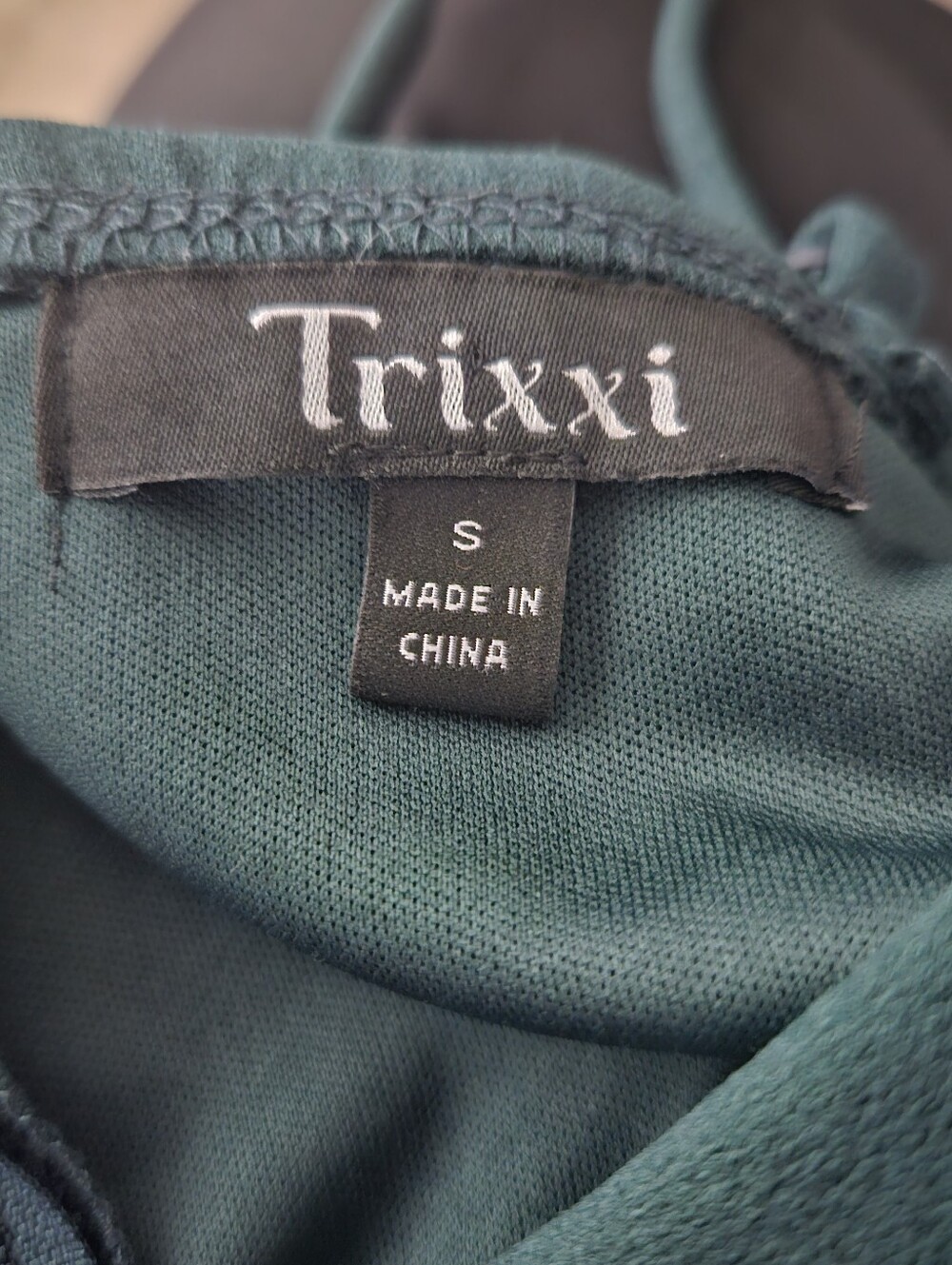 Trixxi Dark Green Tiered Ruffle Spaghetti Strap Mini Dress Sz Small - Picture 6 of 6